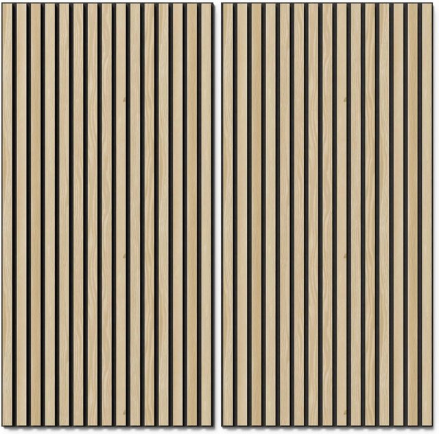 Denpanels Akustikpaneel Wandverkleidung aus Esche und MDF in Schwarz mit Akustikfilz, Breite: 119,8 cm, Tiefe: 2,0 cm, Höhe: 20,0 cm - Bild 1