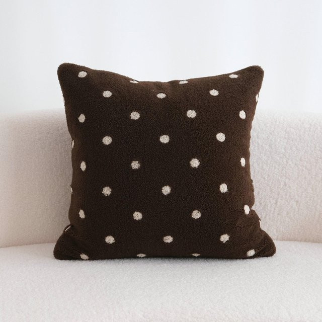 JMG Clothing Mid-Century Modern Chenille Kissenbezug in Braun und Weiß, quadratisch, 30 x 30 cm - Bild 1