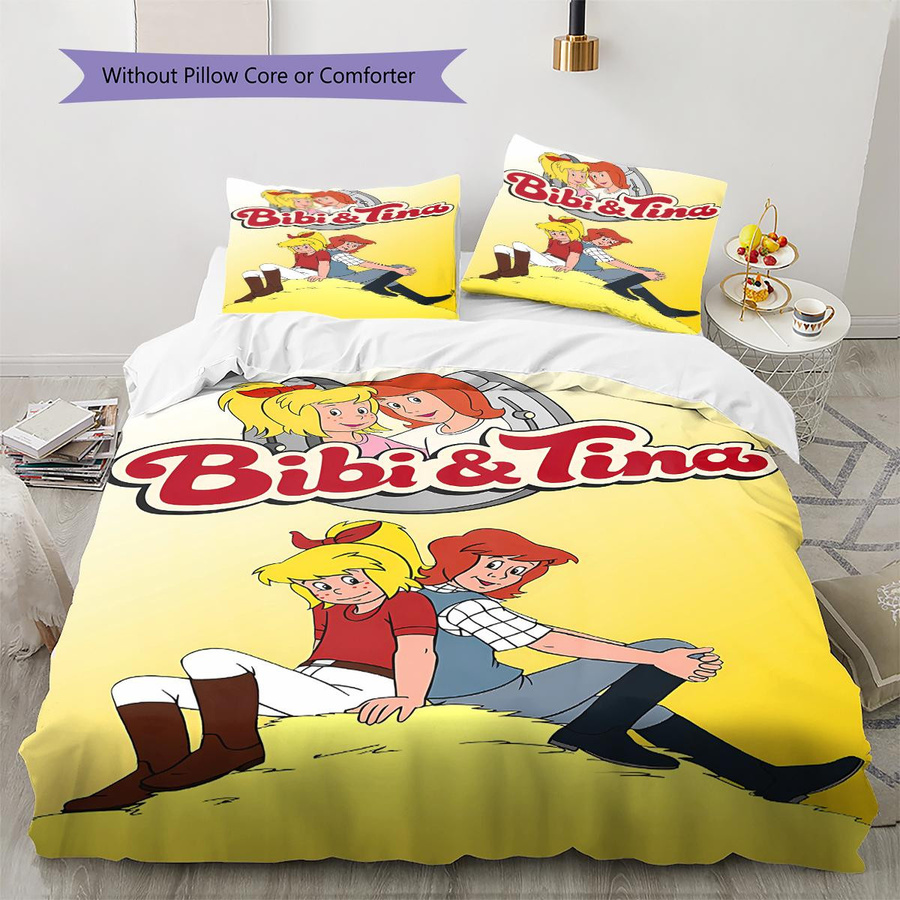 Bibi und Tina Muster Bettwäsche Set aus Polyester, Mehrfarbig, B/H: 200 x 200 cm (1 Bettbezug und 2 Kissenbezüge) - Bild 1