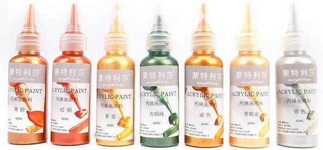 Goldene metallische Acrylfarbe für DIY-Projekte, wasserfest und lichtecht, 60 ml - Bild 1