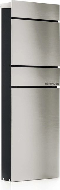 Wiltec Standbriefkasten mit Zeitungsrolle in Silberfarben - Bild 1