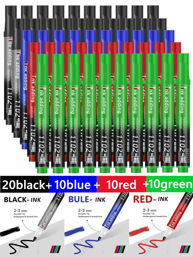 100er Set Permanent Art Marker mit feiner Spitze, wasserfeste Tinte in Schwarz, Blau und Rot, Strichstärke 2-3 mm - Bild 7