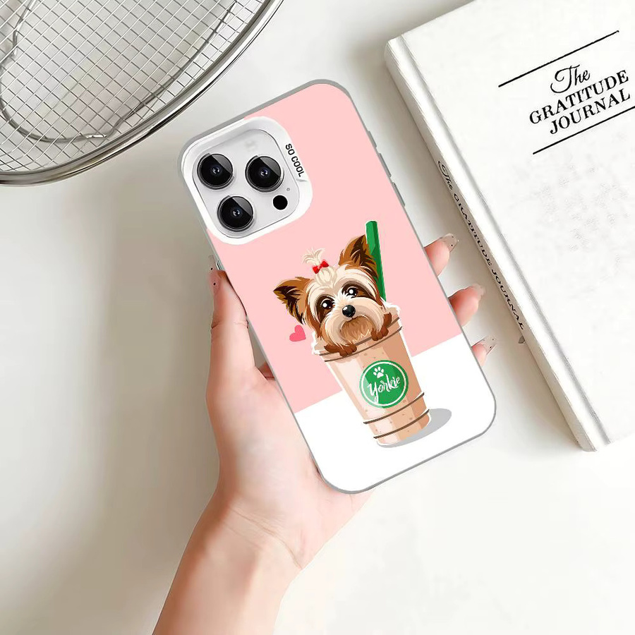 Stoßfeste Handyhülle mit Yorkshire Terrier Motiv für Apple iPhone 11 bis 17 Pro Max Plus in Silber - Bild 5