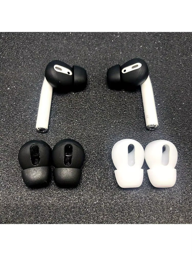 Silikon-Kopfhörerabdeckungen für Apple AirPods 1 und 2, 2 Paar Ohrpolster in Schwarz und Weiß - Bild 2