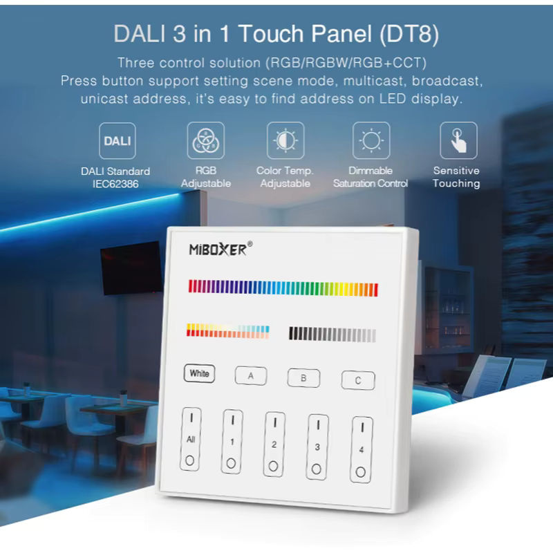 Miboxer DT8 DALI 5-in-1 Touch Panel LED Controller mit DALI Bus Netzteil für die DIN-Schiene - Bild 3