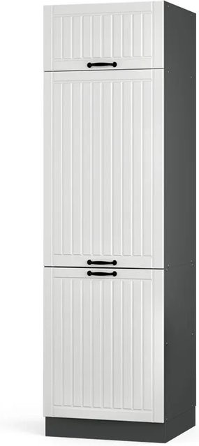 Vicco Kühlumbauschrank Fame-Line Hochschrank für die Küche in Weiß und Anthrazit im Landhausstil, B/T/H: 60 x 58 x 206,8 cm - Bild 1