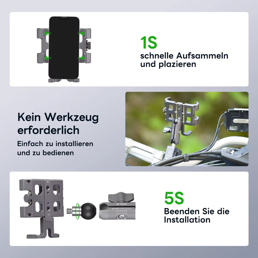 FANAUE Motorrad-Telefonhalterplatte aus Aluminiumlegierung mit 17-mm-Kugelkopf für dein Bike - Bild 2