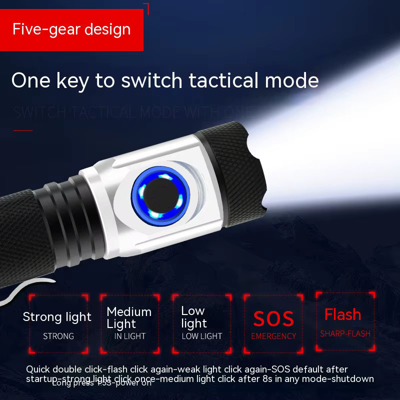 ESMARTER LED Mini Taschenlampe aus Aluminium mit 4 x XPG LEDs, wasserdichte taktische Campinglampe für 18350/18650 Batterien - Bild 2