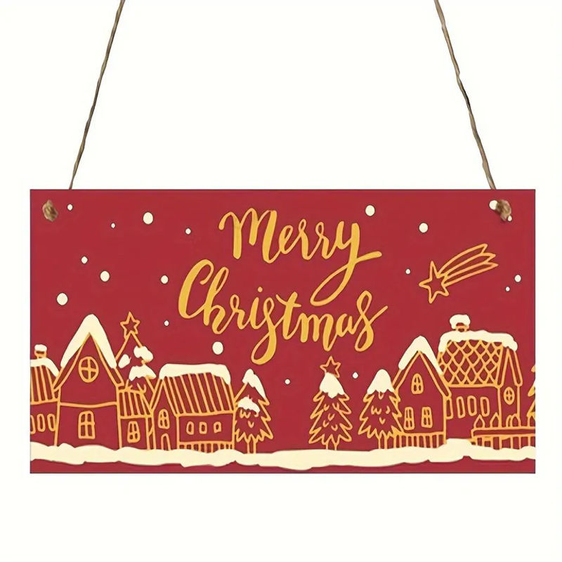 SZ-Damai Weihnachts Türschild aus Holz in Rot als hängende Wanddekoration - Bild 3