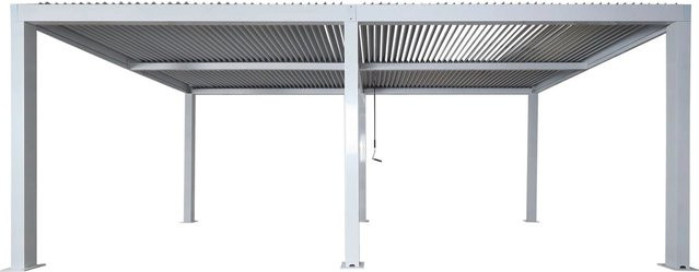 Proregal Carport mit Lamellendach und Regenrinne in Weiß, H x B x T: 220 x 583 x 301 cm, Aluminium-Gestell zur Autoüberdachung - Bild 1