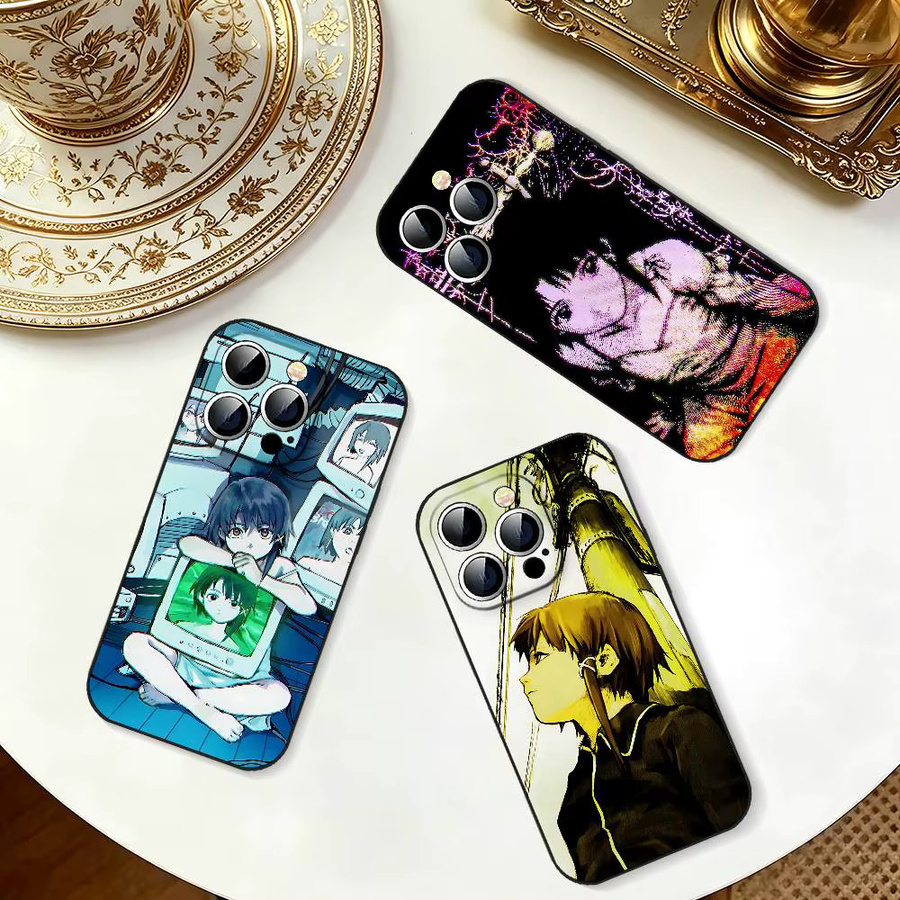 Schwarze stoßfeste Handyhülle Serial Experiments Lain für Apple iPhone 11 bis iPhone 17 Pro Max Plus Mini - Bild 3