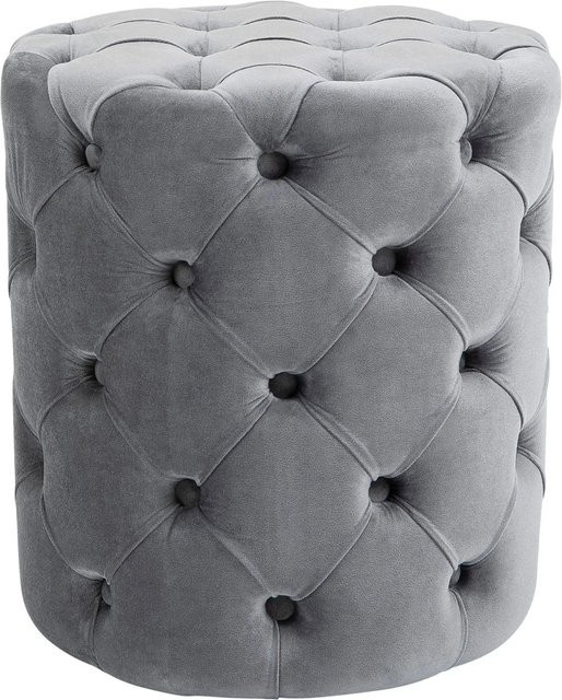 DELUKE Sitzhocker BADOR Polsterhocker aus Samt in Grau, B/T/H: 42 x 42 x 46 cm - Bild 1