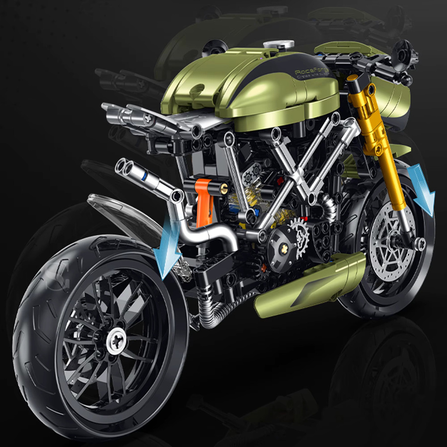 Moto Racer 848 Motorrad, Baustein, Grün, 533 Teile, 1:8 Maßstab - Bild 2