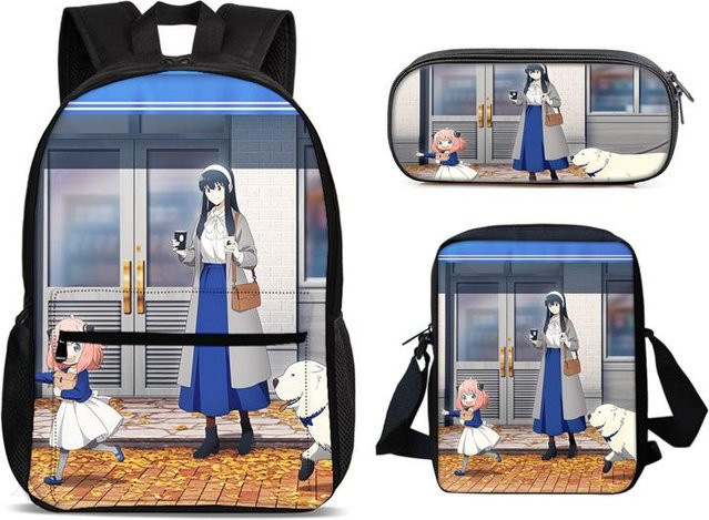 SPY×FAMILY 3er Set aus Rucksack, Federmäppchen und Umhängetasche von Fancy Style Studio in Multicolour aus Nylon - Bild 1