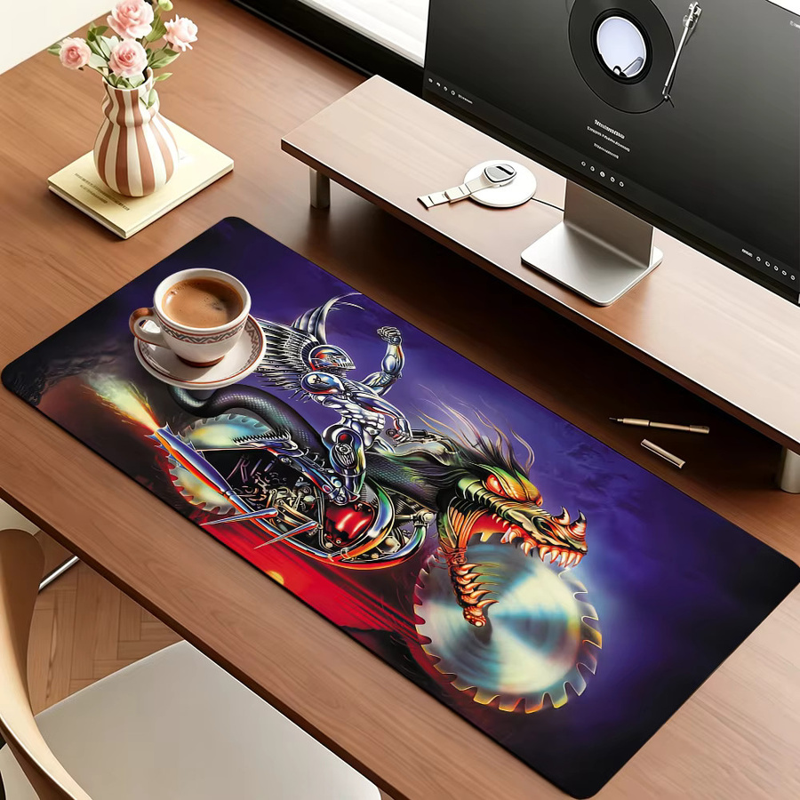 Rock Band J-Judas P-Priest Mauspad in Multicolour, große rutschfeste und wasserdichte Tastaturunterlage mit genähtem Rand für Gaming und Büro - Bild 2