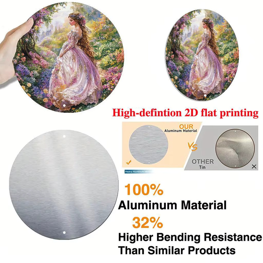 Potdemiel Rundes Aluminiumschild mit floralem Vintage-Design in Multicolour, Durchmesser: 20 cm - Bild 4