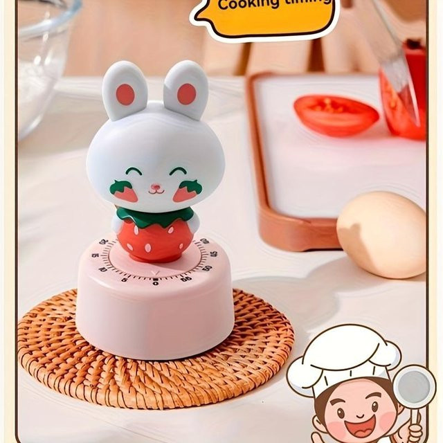 Houspace Giraffen-Küchentimer in Multicolor, drehbarer Schreibtischwecker mit Cartoon-Design aus Kunststoff - Bild 1