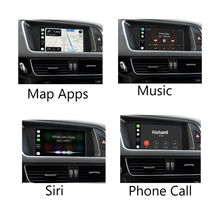 AUTOABC Drahtloses CarPlay und Android Auto Multimedia-Modul mit Mirror Link, Bluetooth und Rückfahrkamera-Unterstützung für Audi A4 B8, A5 und Q5 (2009–2015) - Bild 2