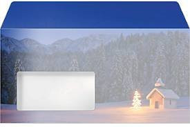 Sigel Briefumschläge Christmas Chapel DIN lang mit Sichtfenster und gummierter Verschluss, blau, 50 Stück - Bild 1