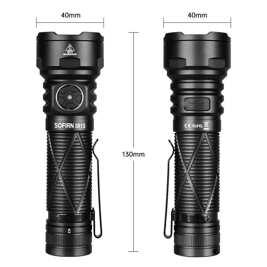SOFIRN SR15 wiederaufladbare EDC-Taschenlampe mit 4500 lm und RGB-Funktion in Schwarz - Bild 5