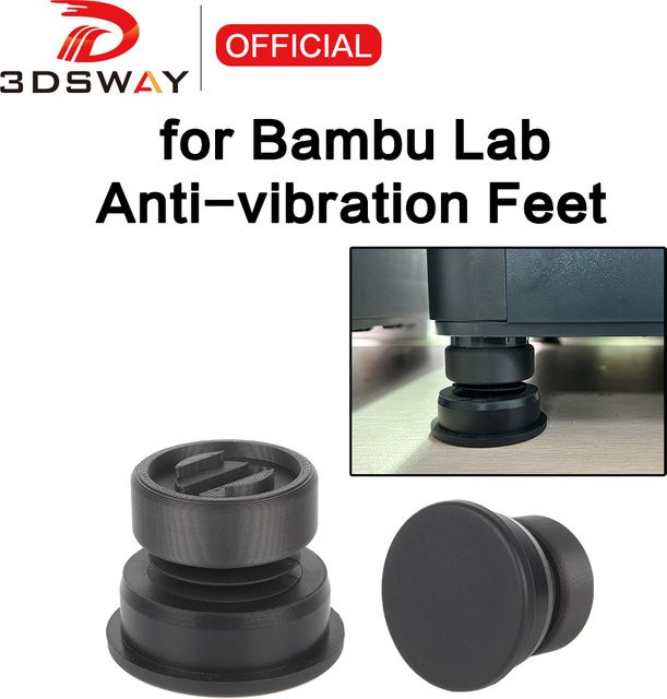 3DSWAY Anti-Vibrations-Gummifüße für Bambu Lab X1/X1C/A1/A1 mini und P1P/P1S, Anti-Rutsch und Staubgeschützt, Schwarz - Bild 1