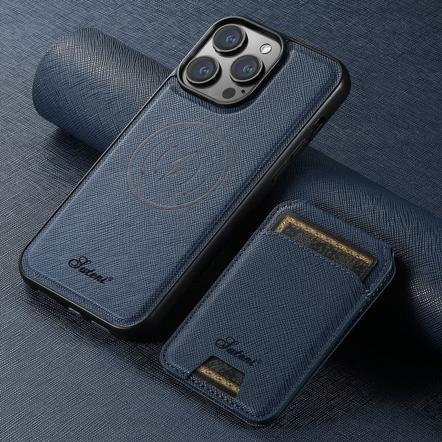SUTENI 2-in-1 Leder-Brieftaschen-Hülle mit magnetischem Wireless Charging für iPhone 17 16 15 14 13 12 Pro Max Plus, Farbe: Braun - Bild 1