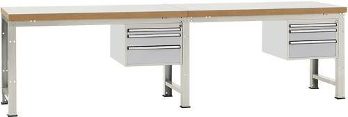 Manuflex Werkbank WP5562.9006 in Alusilber mit Stahl- und Holzkomponenten, B/T/H: 180 x 70 x 80 cm - Bild 1
