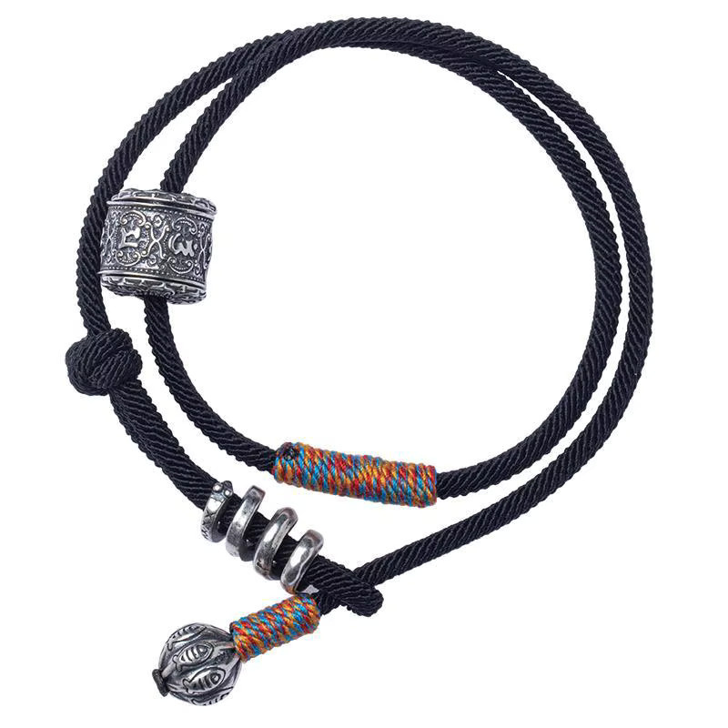 YNO Armband, 925 Sterlingsilber, Tibetisches handgewebtes Handseil, Unisex - Bild 4