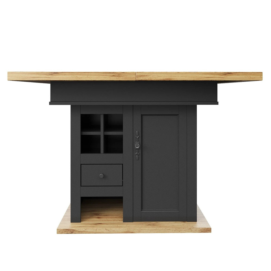 okwish Esstisch klappbar und ausziehbar für 4-6 Personen in Natur/Schwarz, B/T/H: 80 x 80 x 75 cm - Bild 2