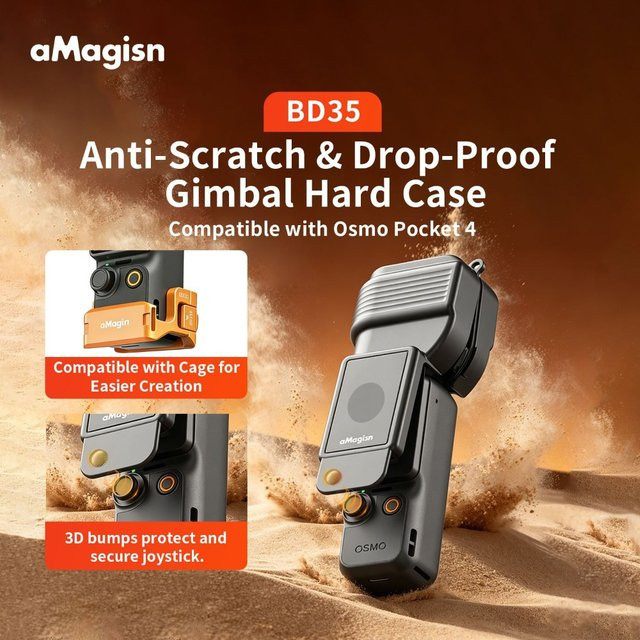 aMagisn Schutzhülle für DJI Osmo Pocket 4 Kamera-Gimbal und Touchscreen in Schwarz, kratzfest und sturzsicher - Bild 1