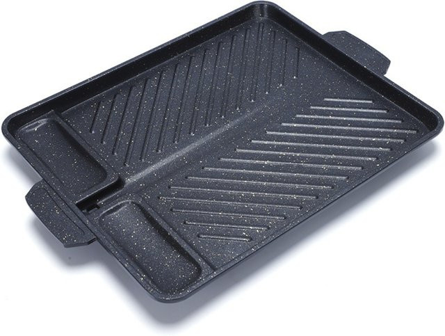 FEB.WIND Antihaftbeschichtete Grillpfanne im koreanischen Stil aus Keramik, rechteckige Bratpfanne in Schwarz - Bild 1