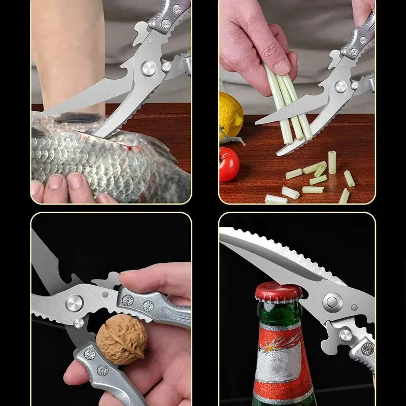 GuanQi Küchenschere aus Edelstahl mit Kunststoffgriff in Silber - Bild 5