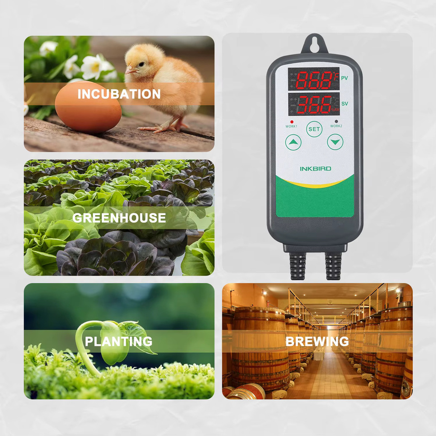 Inkbird Digitaler Temperaturregler ITC-308 & 308WIFI mit Doppelrelais für Heizung und Kühlung, EU-Stecker - Bild 4