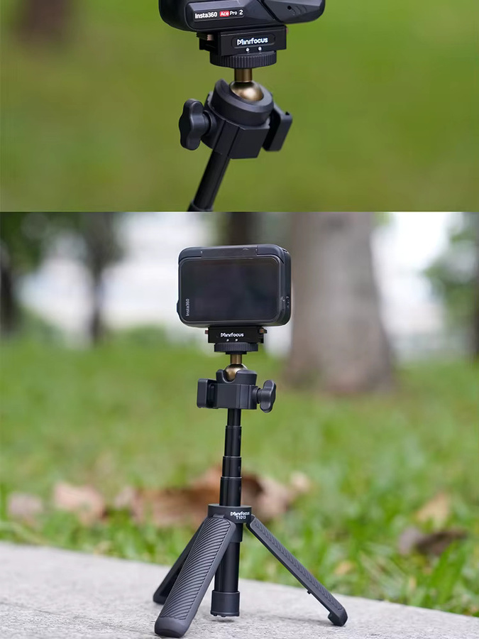MINIFOCUS Mini ausziehbarer Desktop-Stativgriff mit flexiblem Kugelkopf und 1/4 Zoll Schraube in Schwarz für Telefon, Selfie und Vlog-Kamera - Bild 3
