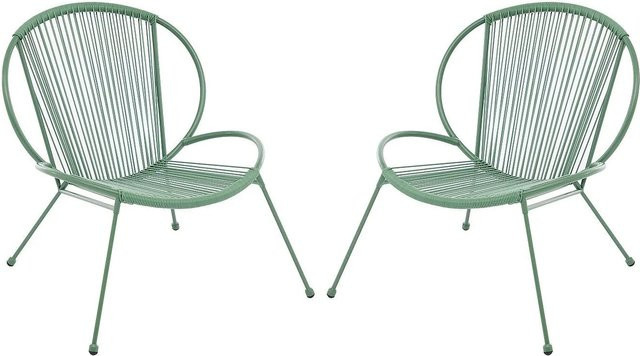 Nikao Gartensessel modern aus Metall und geflochtenem Kunstharz in Khaki, Höhe: 69 cm - Bild 1