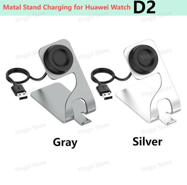 Metall-Ladestation für Huawei Watch D2, GT5 Pro, GT5 und Fit 5/Fit 4 in Silber mit USB-A Anschluss - Bild 1