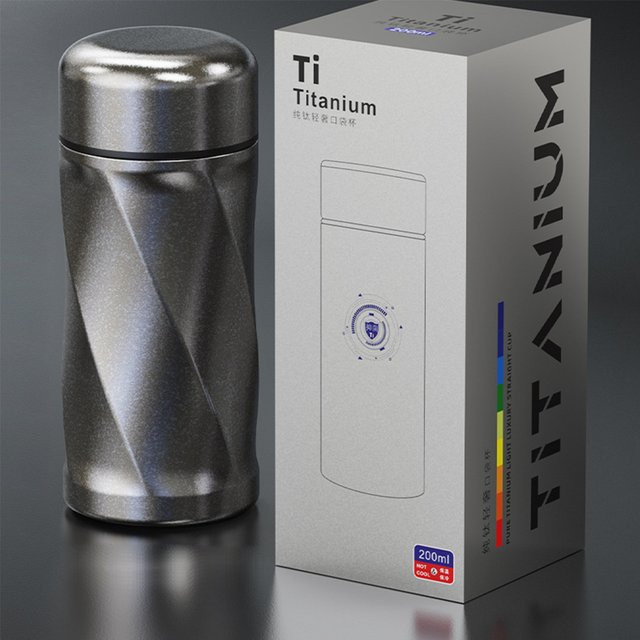Apuraa Mini-Titan-Thermosbecher mit Tee-Ei, 200 ml, Silber/Grau - Bild 1