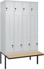 C+P Z-Spind Classic PLUS Sitzbank mit 8 Fächern und Buche-Hartholz Sitzfläche, B/T/H: 212 x 120 x 81,5 cm, Grau/Schwarz - Bild 1