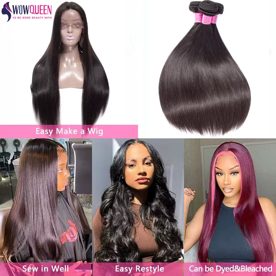 WOWQUEEN Peruanische Haar Bundles, 100% Remy Haar Extensions, Schwarz, Damen - Bild 4