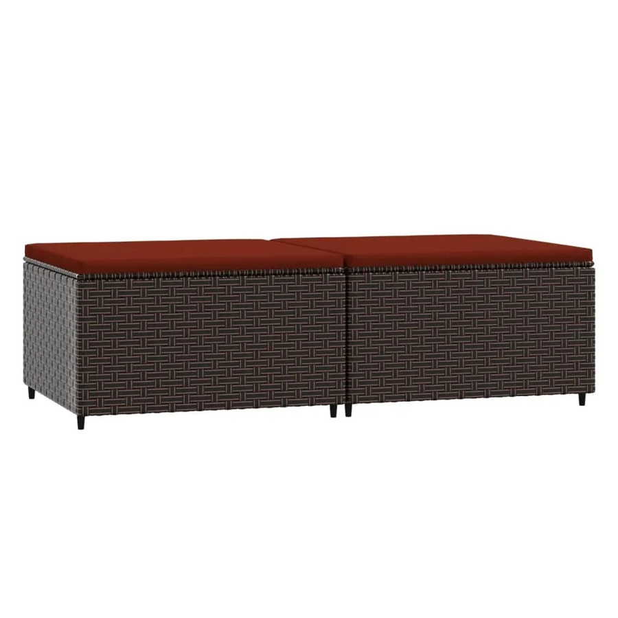 vidaXL Gartenhocker Set aus Poly Rattan mit Kissen in Braun - Bild 2