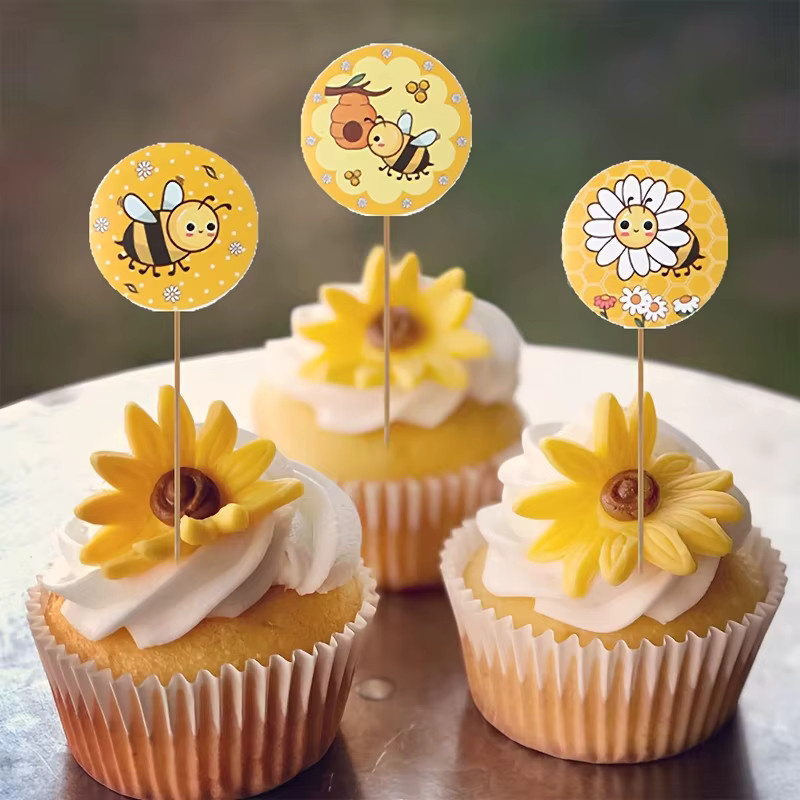 500 Stück runde Bienenaufkleber in Gelb mit Bienenmuster für deine Mottoparty und Dekoration - Bild 2