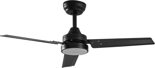 Lindby LED Deckenventilator Aerallo mit Lampe und Fernbedienung, Modernes Design aus Metall, Schwarz - Bild 1