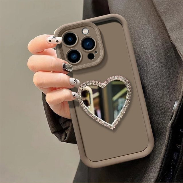 Stoßfeste Silikon Handyhülle mit Herz-Diamant-Spiegel Design für Xiaomi Mi 14T 13T 12T 11T Pro sowie Xiaomi 13 12 11 Lite 5G in Grau - Bild 1