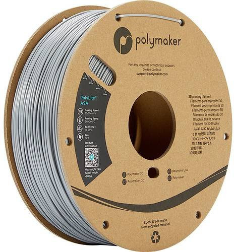 Polymaker PolyLite ASA Filament 1.75mm Grau 1000g UV- und witterungsbeständig - Bild 1