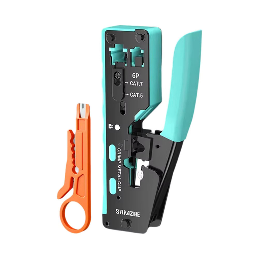 SAMZHE RJ45 Crimpzange für Cat6, Cat5 und Cat5e Ethernet LAN Stecker in Blau mit Ersatzklingen-Zubehör - Bild 7