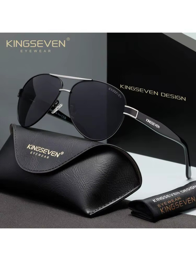 KINGSEVEN Aviator Sonnenbrille, Vollrand, black, Unisex, polarisiert - Bild 4