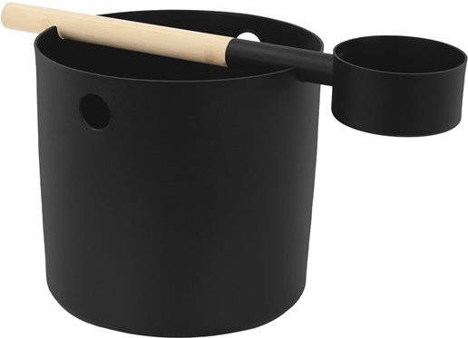 LuxeBath Sauna Zubehör Set 2-teilig aus Aluminium in Schwarz mit 7L Aufgusseimer und Saunakelle - Bild 1