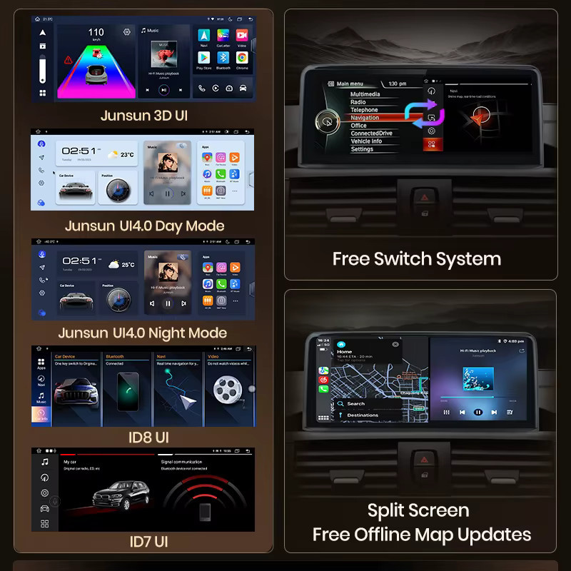 Junsun 8-Kern Android Autoradio mit 4G und WIFI für BMW X1 E84 2009-2015 inklusive CarPlay, Android Auto und GPS in Schwarz - Bild 3