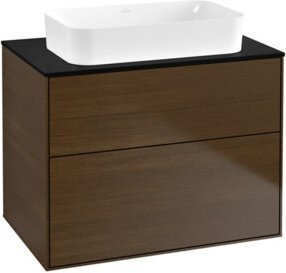 Villeroy & Boch Waschtischunterschrank Finion in Walnut Veneer, Blau Glänzend, B/T/H: 80 x 60,3 x 50,1 cm - Bild 1
