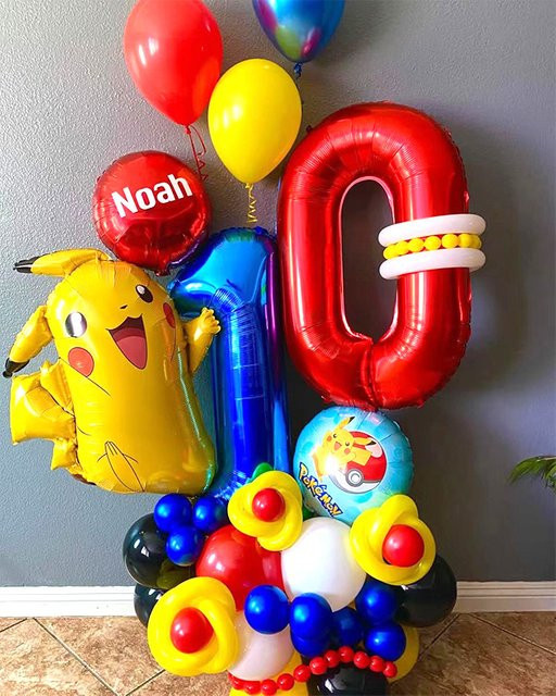 Potdemiel Pikachu Geburtstagsparty Ballon-Set mit Cartoon-Motiven in Mehrfarbig für Kinder als Foto-Requisiten - Bild 1